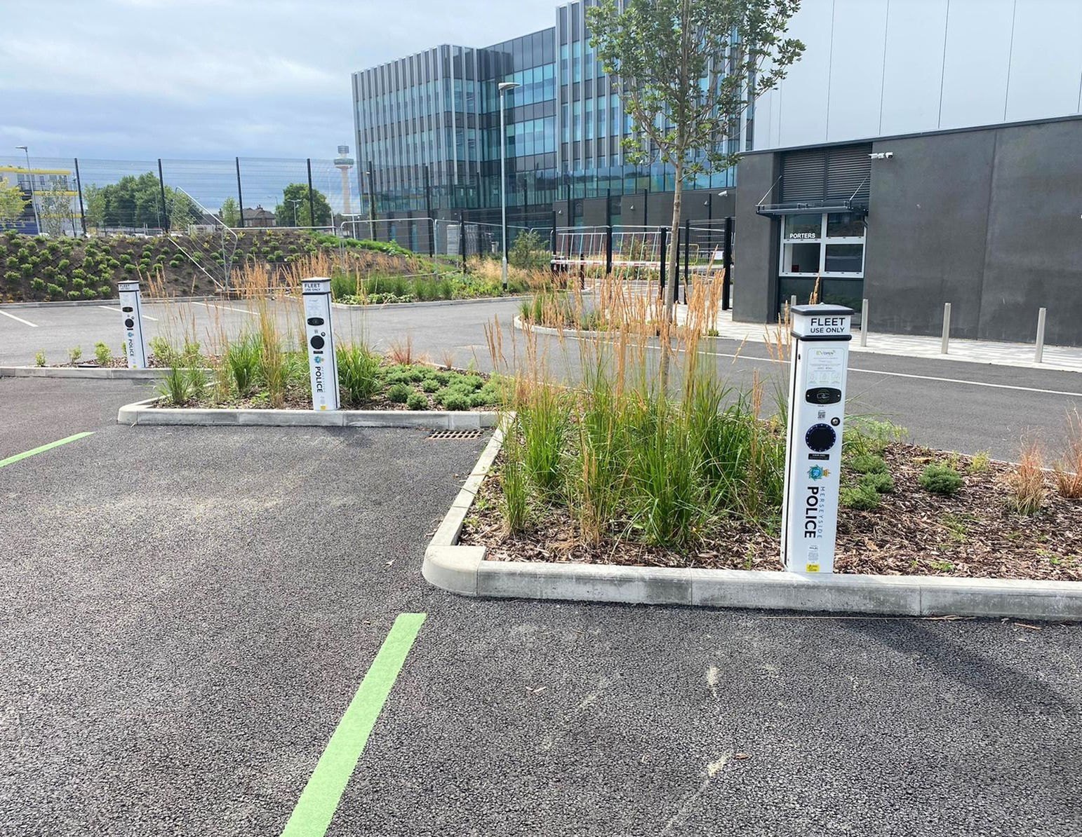Charge posts on a business park